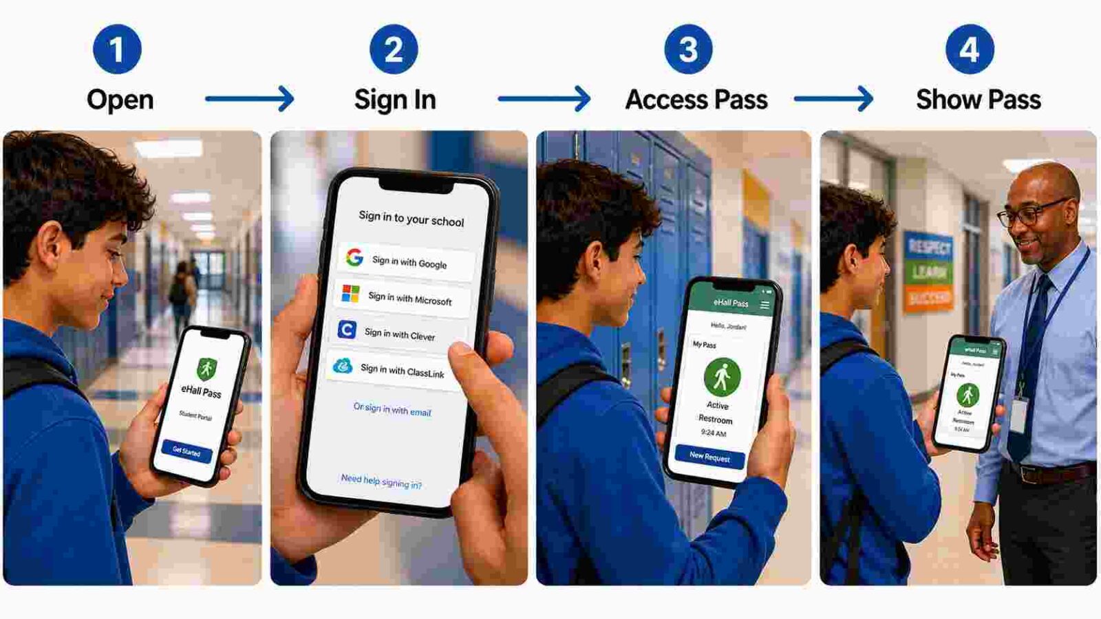 eHall Pass Login on Mobile