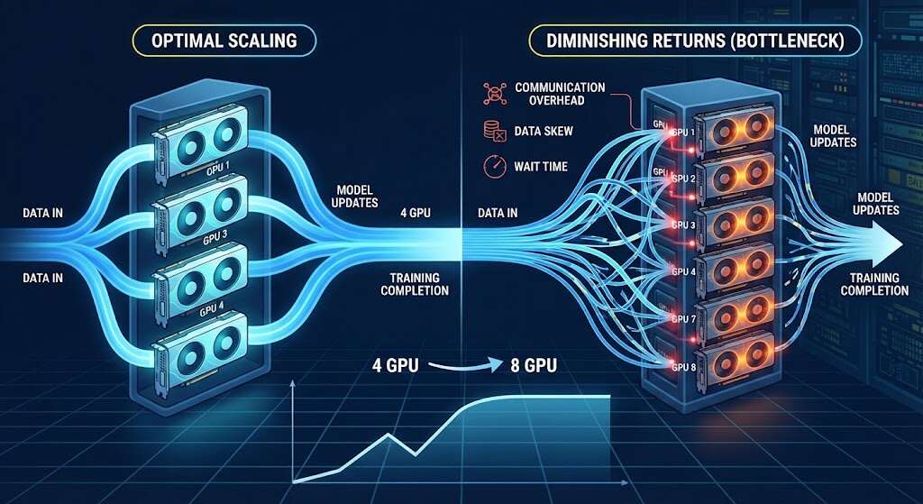 Multi-GPU scaling: Why adding more GPUs does not always make training faster